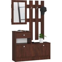 Ensemble de meubles d'entrée – Armoire à chaussures wengé 90 cm – 1 porte, 1 tiroir, 2 étagères – Dimensions 90x25x170 cm – Abamihome