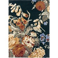 Tapis salon et chambre en laine 140x200 bleu marine et orange fait à la main