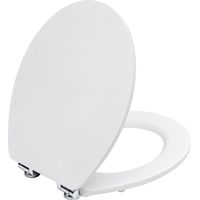 TODOT Abattant WC avec Frein de Chute Silencieux, Lunette de Toilette en Bois MDF, Revêtement Caoutchouc Doux au Toucher, Charnières Ajustables, Compatible Cuvette O, Capacité jusqu'à 175 kg (Blanc)