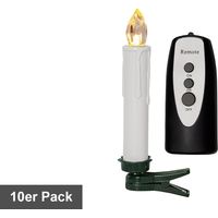 Bougies LED sans fil Star Trading « John » avec télécommande, 10 pièces, à piles, minuterie, blanc, H 13 cm