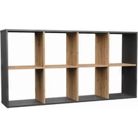 Selsey MALAX - Libreria con 8 ripiani - 147 cm - Rovere artigianale / Antracite