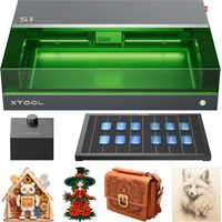 xTool S1 Graveur Découpe Laser Fermé, 600 mm/s, Positionnement Pin-Point, Autofocus, pour Bois, Métal, Cuir, Acrylique et Verre - Noir, S1 20W kit de base