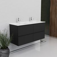Inda - Meuble de salle de bain L.120 avec double vasque, noir