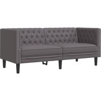 Canapé Sofa à 2 places Chesterfield gris similicuir