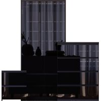 Glinton 3 Piece Bedroom Set (2 Drw Bedside, 4 Drw Chest, 2 Door 2 Drw Wardrobe), Black (100% FSC)