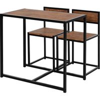 Dining Table and Chairs Set 2, Dining Room Sets, Rectangular Space Saving Table and 2 Chairs for Compact Kitchens, Steel Frame, Natural