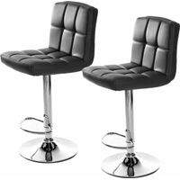 Barstool, Bar Stools Set of 2 PU Leather Swivel Height Adjustable - Bigzzia Bar Chairs With Backrest For Breakfast Bar, Counter, Kitchen and Home Barstools - Black