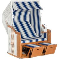SunnySmart Rustikal Garten-Strandkorb 250 BASIC 2-Sitzer weiß/blau PVC-Stoff