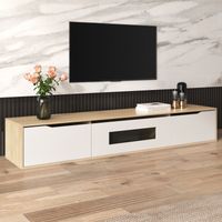 Meuble TV suspendu blanc , Meuble TV LED, 3 compartiment de rangement