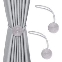 Lot de 2 embrasses magnétiques pour rideaux décoratifs, corde de 38.1 cm, supports modernes pour rideaux fins ou transparents (gris)