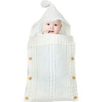 Couverture enveloppe tricotée pour bébé, intérieur polaire chaud