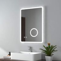 EMKE LED Bathroom Mirror Illuminated Wall Bluetooth Mirror Touch Switch, Demister Pad, Shaver Socket, 3X Magnifying Mirror, Vertical, 500x700mm