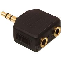 VALUELINE AC-012GOLD Adaptateur avec fiche - Jack stéréo 3,5 mm mâle - 2x 3,5 mm femelle - Noir