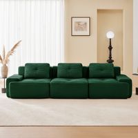 Divano componibile 3 posti in velluto a coste, elastico 32D, ergonomico, sedute extra profonde, senza struttura, 293x104x69cm, verde