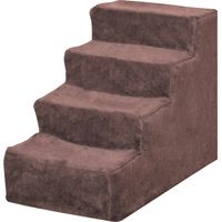 Escalier pour animaux 4 marches avec housse lavable canapé lit 60x35x44 cm marron