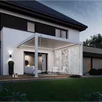 pergola bioclimatica addossata ombréa "vs" in alluminio bianco 397x304x257 cm
