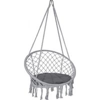Vounot – Fauteuil suspendu en coton polyester avec coussin – Charge max 120kg – Dimensions 80x62x155cm – Design bohème à franges – Confort optimal