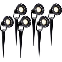 Wolketon 6X LED Gartenstrahler mit Erdspieß Gartenleuchte Gartenbeleuchtung Wasserdicht IP65 6W Warmweiß