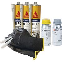 Sikaflex 11 FC weiß 3x 300ml mit Primer 210, Aktivator 205 und 5x Düsenspitzen - ideal für die Abdichtung von Aluminium und Stahl