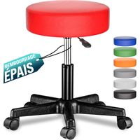 Casaria – Tabouret de bureau réglable en hauteur 46-60 cm – Pivotant 360° – Rembourrage épais similicuir – Supporte jusqu'à 150 kg