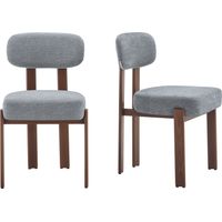 CAIziEnsemble de 2 chaises de salle à manger de style moderne du milieu du XXe siècle, chaises épaisses rembourrées en lin avec dossier incurvé, style rustique, chaise de cuisine