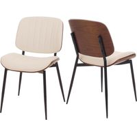 Lot de 2 chaises de salle à manger HWC-O44 chaise de cuisine bois courbé similicuir Oeko-Tex MVG - aspect noyer blanc