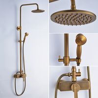 Auralum Colonne de Douche Hauteur Réglable Ensemble de Douche Deux jets au choix Laiton Élégant Rétro