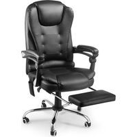 YODOLLA Office Chair with Footrest, Desk Chair For Home With Back Support, Black PU Ergonomic Office Chair, Comfortable & Heavy Duty Computer Chair