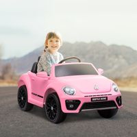 Voiture électrique pour enfants, Coccinelle VW, 3-5 km/h, avec télécommande et musique, rose