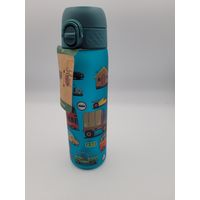 RECYCLON - Gourde réutilisable enfant - Thème véhicules - Matériau biosourcé - Sécurité anti-fuite - Voir photos
