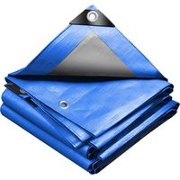 VOUNOT® Lona Impermeable Exterior 4x8m, Toldo Reforzado PE 240 g/m², Azul-Plata