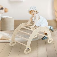 Joyz Kletterbogen für Kinder, Natur, Bogenwippe Holz, 89x52x45,5 cm, Baby & Kleinkind Klettergerüst Indoor ab 2 Jahre, Bogen Kletterdreieck nach Pikler & Montessori Spielzeug, Baby Klettern Spielbogen
