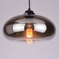 Kosilum – Suspension goutte d'eau en verre fumé noir – Style industriel – Ampoule E27 pour éclairage doux – Assemblage simple