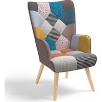 Poltrona scandinava IVAR in tessuto patchwork multicolore