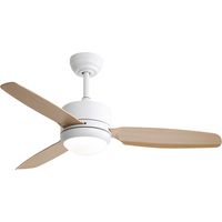 Ventilateur de plafond 46 pouces avec lumière LED 18W - 3 pales ABS effet bois, moteur DC réversible, 6 vitesses, télécommande