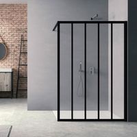 Paroi fixe Jacuzzi Loft Classic avec barre murale 100 cm, profilé noir mat et verre traité anticalcaire