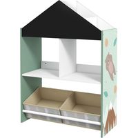 ZONEKIZ Mobile Portagiochi per Bambini con Cassetti Rimovibili e Ripiani Verde