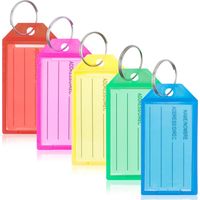 Sleutelhanger-tags 40 stuks, plastic sleutelhangers met blanco gelinieerde papieren tags Doorzichtige omslagen en splitringen Stevige artikelidentificaties, 5 kleuren