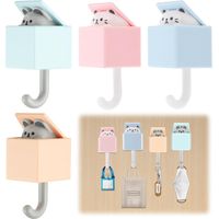 4 crochets muraux pratiques pour chat, crochets mignons pour animaux de compagnie, peuvent accrocher des clés, des écharpes, des manteaux, etc.