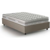 Talamo Italia Cama de plaza y media Sara, Cama contenedor con tapizado en ecopiel, 100% Made in Italy, Apertura frontal, con colchón 120x200 cm incluido, Tórtola, con embalaje reforzado