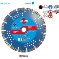 Leman – Disque diamant pour meuleuse D. 230mm – Alésage 22,23mm – Turbo fritté pour béton armé et acier – 770230