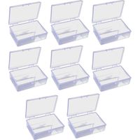 Clear Rectangle Mini Storage Containers Box with Lid for Accessories,Crafts,Screws,Battery,9.76.63.2cm, Pack of 8
