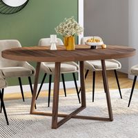 SELMA mesa de comedor redonda extensible 4-8 personas nogal 110-150 cm