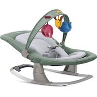Inglesina Silla Lounge Musical Mint, Desde el Nacimiento Hasta 9 Kg, Balanceo, Respaldo Reclinable 3 Posiciones, Caja de Música, Barra de Juegos