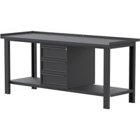 Banco da lavoro SOGI X3N114A - 2 m - piano in acciaio - 3 cassetti - grigio antracite