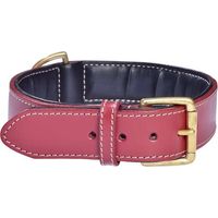 Collare in cuoio rosso con fibbia in metallo modello Haute Finition per cani: Collare rosso 4 x 65 cm