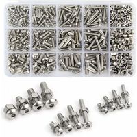 Kit de 500 vis à tête cylindrique hexagonale en acier inoxydable 304 (M3, M4, M5) avec écrous