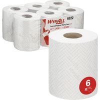 Panno in carta per uso igienico e alimentare WypAll L10 6222 - Panni per la pulizia asciutti a 1 velo - 6 rotoli a dispensazione centrale bianchi x 430 panni di carta (totale 2.580)