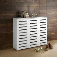 Oslo 3 Door White Wooden Shoe Storage Cabinet Rack Stand Cupboard Slatted Doors