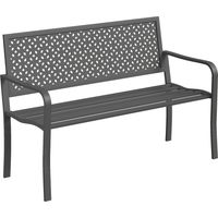 Outsunny – Banc de jardin 2 places en métal antirouille – Dossier géométrique ajouré – Assise 121 x 41 cm – Charge max 240 kg – Gris foncé